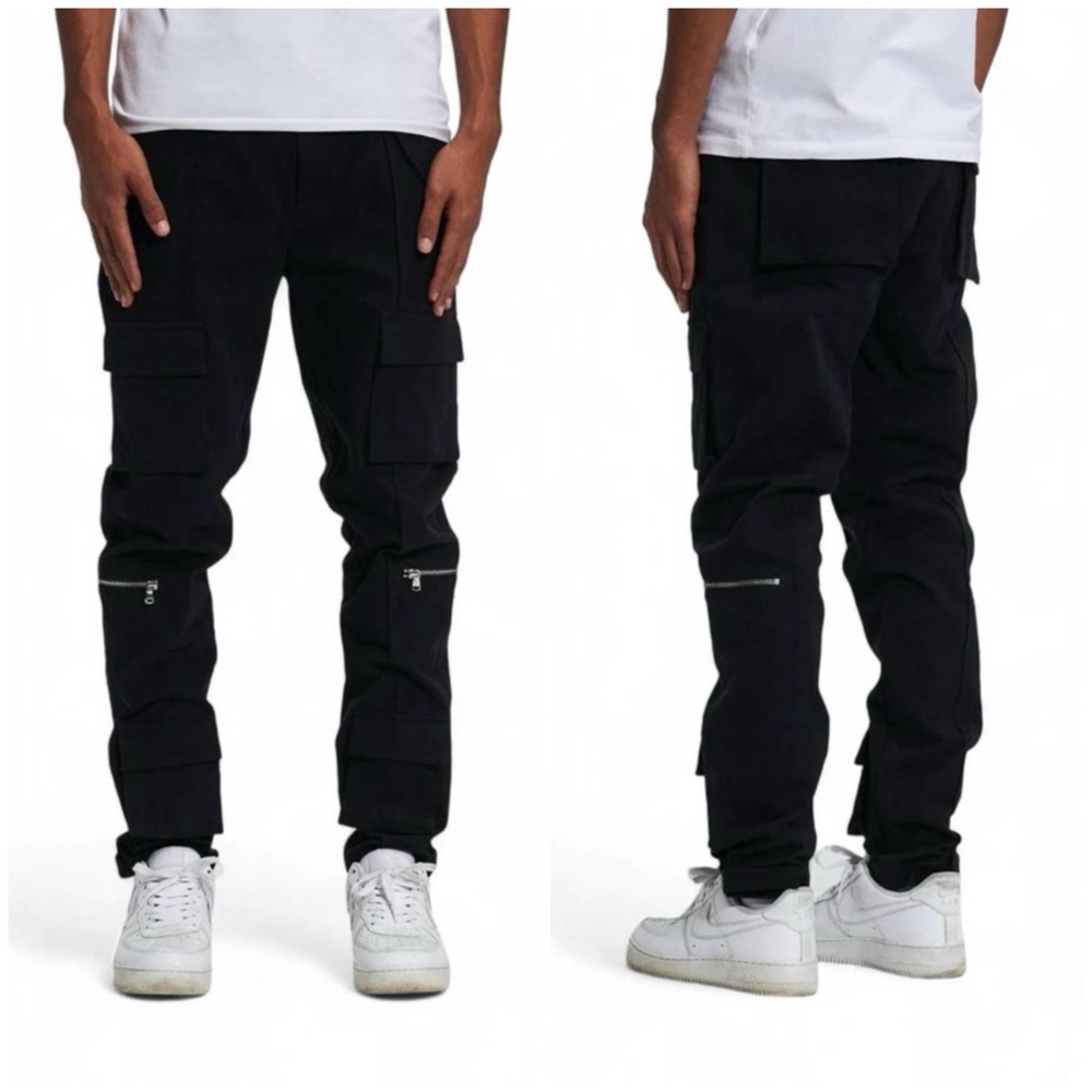 NEW CRYSP DENIM men's cade cargo denim jeans in black Color Sz 32